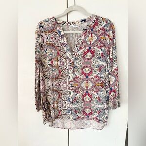 Neiman Marcus Multicolor Paisley rayon Blouse size XL